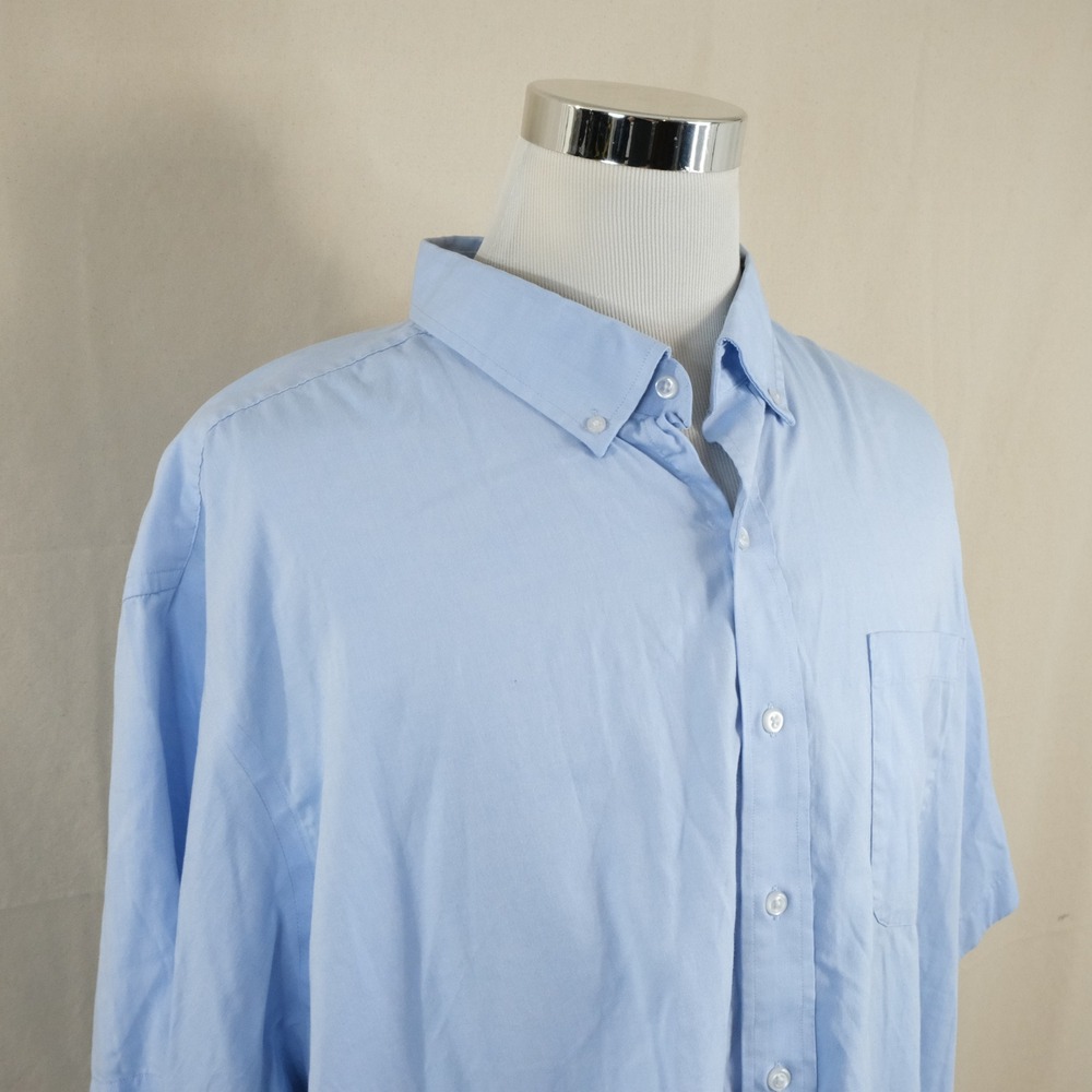 Oak Hill 20 Big Classic Fit Dress Shirt Blue Non-Iron Cotton Short Sleeve Mens
